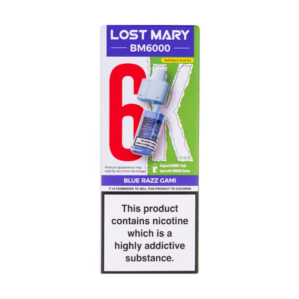 Lost Mary Blue Razz Gami BM6000 Prefilled Pod + Refill