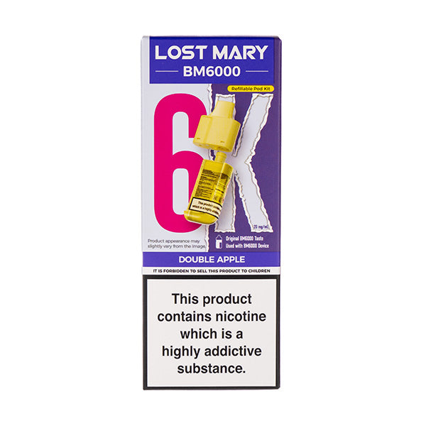 Lost Mary Double Apple BM6000 Prefilled Pod + Refill - Free UK Delivery Lost Mary Double Apple BM6000 Prefilled Pod + Refill - Free UK Delivery