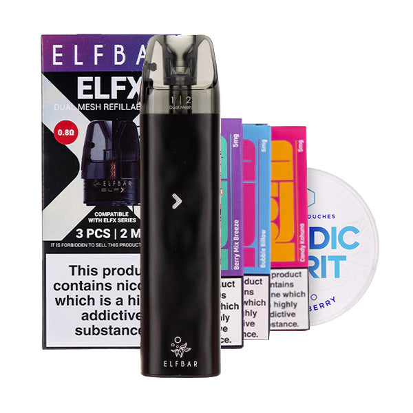 Elf Bar ELFX Mini Vape Kit & Nic Pouch Bundle - Pods, Salts & Pouches Elf Bar ELFX Mini Vape Kit & Nic Pouch Bundle - Pods, Salts & Pouches