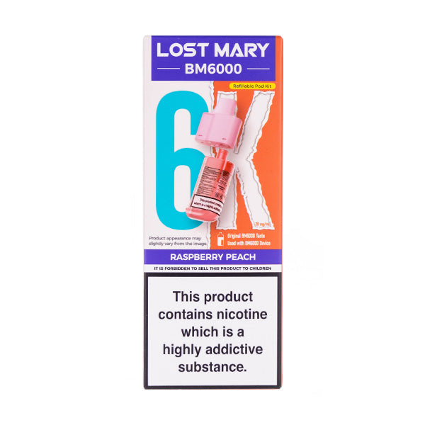 Lost Mary Raspberry Peach BM6000 Prefilled Pod + Refill - Full Of Flavour
