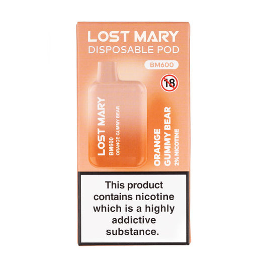 Orange Gummy Bear Flavoured Lost Mary BM600 600 Puff Disposable Vape - 20mg
