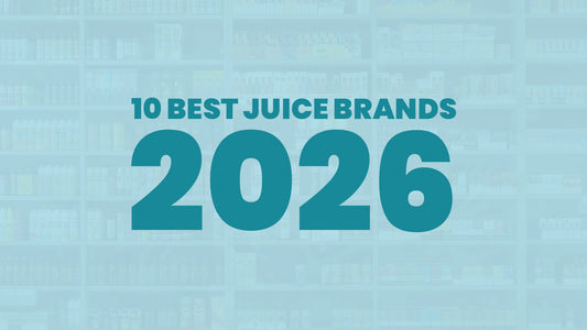 Text: "10 Best Juice Brands 2026" on a light blue background.