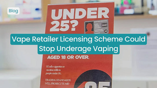 Vape retailer licensing scheme poster addressing underage vaping prevention.