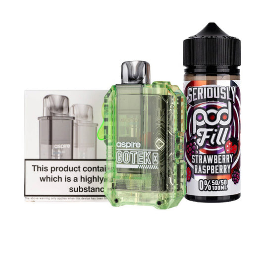 Aspire GoTek X Nicotine Free Bundle - Translucent Green