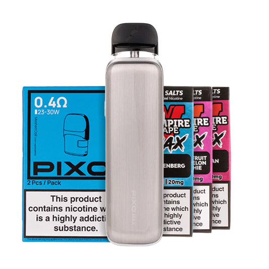Aspire Pixo Max Pod Kit Bundle - Brushed SIlver