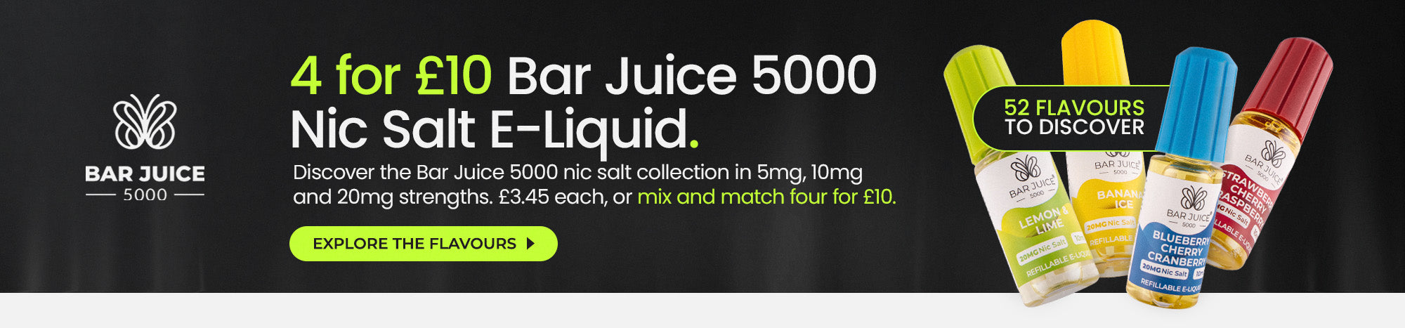 Bar Juice 5000 Nic Salt E-Liquids - Any 4 for £10
