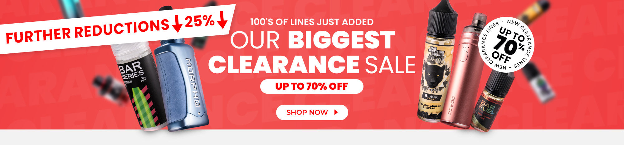 Further Reductions on Our Clearance Sale - Get a Further 25% Off Our Already Discounted Lines