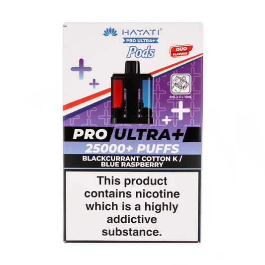 Blackcurrant Cotton K/Blue Raspberry Pro Ultra 25k Prefilled Pod + Refill by Hayati
