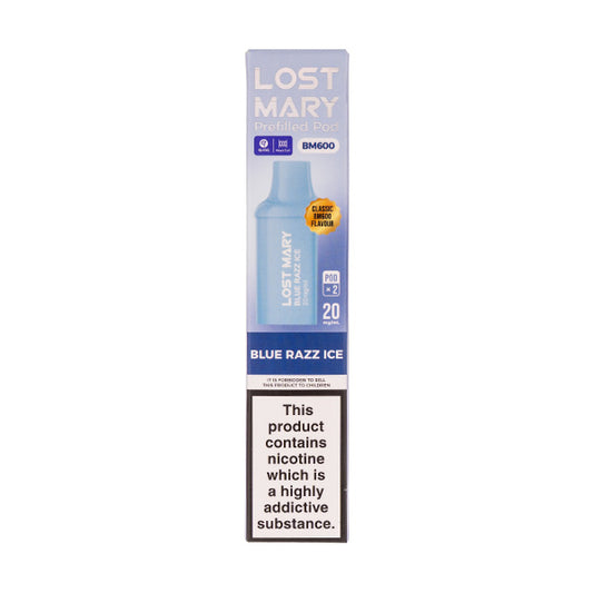 lost mary vape blue razz ice Lost Mary Blue Razz Ice BM600 Prefilled Pods