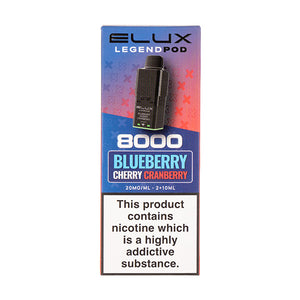 Blueberry Cherry Cranberry Legend 8000 Prefilled Pod + Refill by Elux