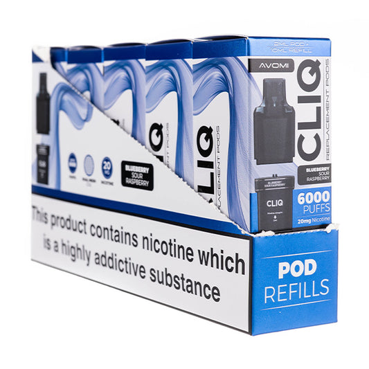 Avomi Cliq 6000 Prefilled Pod + Refill [Box of 5] - Blueberry Sour Raspberry