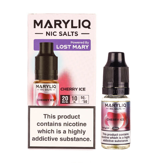 Cherry Ice Nic Salt E-Liquid by Maryliq - Box and 10ml Bottle