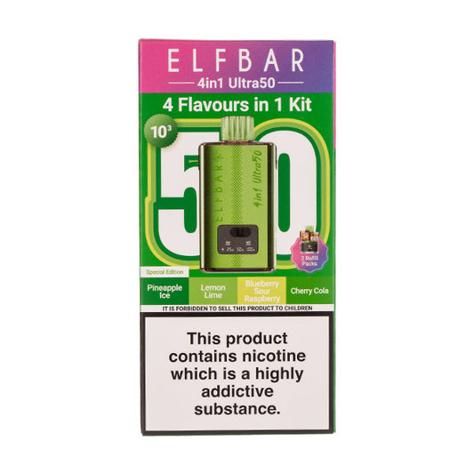 Elf Bar 4-in-1 Ultra 50 Pod Kit | 50,000 Puffs | 4 Flavours in 1 Elf Bar 4-in-1 Ultra 50 Pod Kit | 50,000 Puffs | 4 Flavours in 1