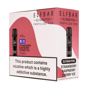 Elf Bar 600 Prefilled Pods - 4PK [Box of 10] - Strawberry Raspberry Cherry Ice