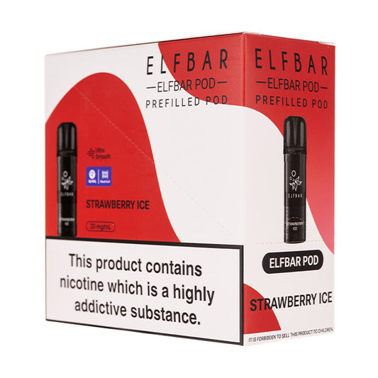 Elf Bar 600 Prefilled Pods - 4PK [Box of 10] - Strawberry Ice