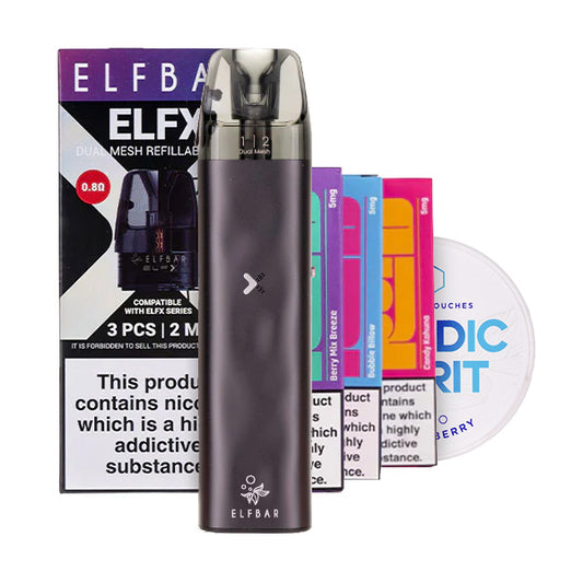 Elf Bar ELFX Mini Vape Kit & Nicotine Pouch Bundle on Grey