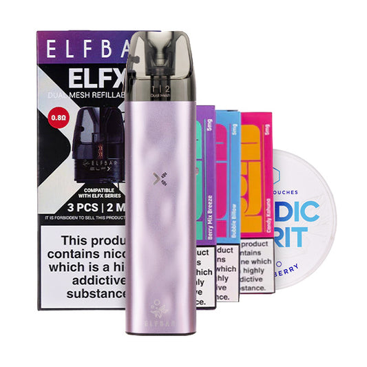 Elf Bar ELFX Mini Vape Kit & Nicotine Pouch Bundle on Lilac