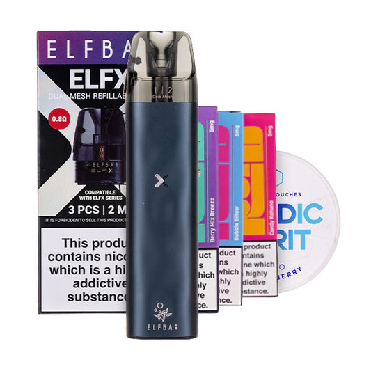 Elf Bar ELFX Mini Vape Kit & Nic Pouch Bundle - Pods, Salts & Pouches Elf Bar ELFX Mini Vape Kit & Nic Pouch Bundle - Pods, Salts & Pouches