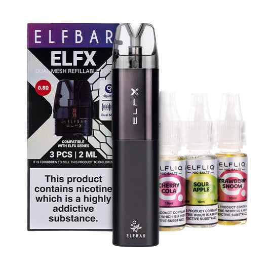 Elf Bar ELFX Pod Kit Bundle - Inc. 1 x Pack of Pods & 3 x Nic Salts Elf Bar ELFX Pod Kit Bundle - Inc. 1 x Pack of Pods & 3 x Nic Salts
