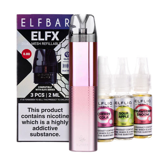 Elf Bar ELFX Pod Kit Bundle - Inc. 1 x Pack of Pods & 3 x Nic Salts Elf Bar ELFX Pod Kit Bundle - Inc. 1 x Pack of Pods & 3 x Nic Salts