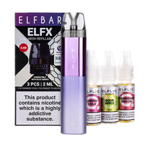 Elf Bar ELFX Pod Kit Bundle - Inc. 1 x Pack of Pods & 3 x Nic Salts Elf Bar ELFX Pod Kit Bundle - Inc. 1 x Pack of Pods & 3 x Nic Salts