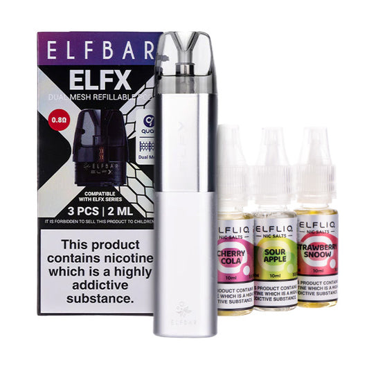 Elf Bar ELFX Pod Kit Bundle - Inc. 1 x Pack of Pods & 3 x Nic Salts Elf Bar ELFX Pod Kit Bundle - Inc. 1 x Pack of Pods & 3 x Nic Salts
