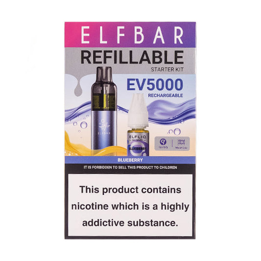 Elf Bar EV5000 Refillable Rechargeable Disposable Vape - Blueberry