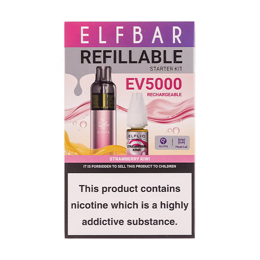 Elf Bar EV5000 Refillable Rechargeable Disposable Vape - Strawberry Kiwi