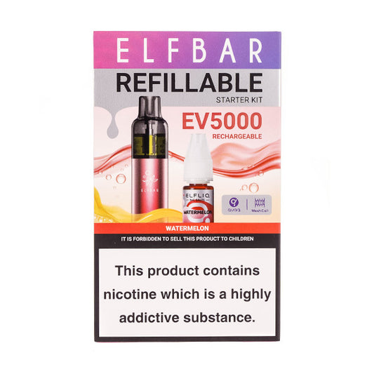 Elf Bar EV5000 Refillable Rechargeable Disposable Vape Watermelon