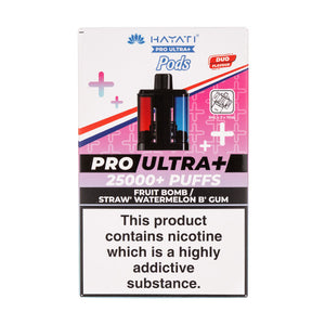 Fruit Bomb/Straw' Watermelon B'Gum Pro Ultra Plus 25k Prefilled Pod + Refill by Hayati