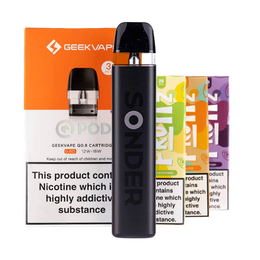 Geek Vape Sonder Q2 Pod Kit Bundle - Incl. 1 Pack of Pods and 3 Nic Salts Geek Vape Sonder Q2 Pod Kit Bundle - Incl. 1 Pack of Pods and 3 Nic Salts