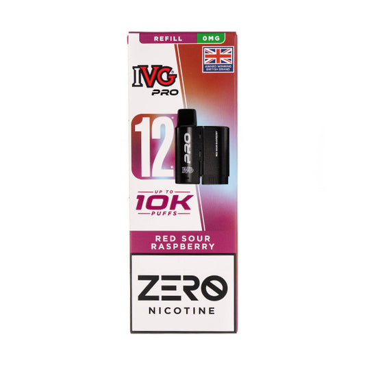 Red Sour Raspberry Pro 12 Prefilled Pod + Refill by IVG (Nicotine Free)