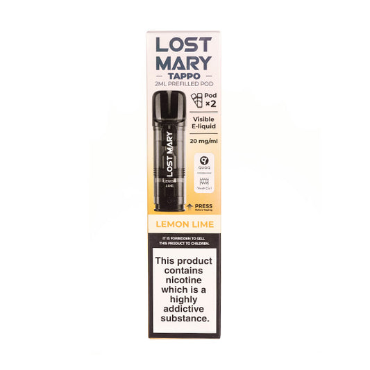 Lost Mary Tappo Lemon Lime Prefilled Pods - Any 5 for 25 Lost Mary Tappo Lemon Lime Prefilled Pods - Any 5 for 25