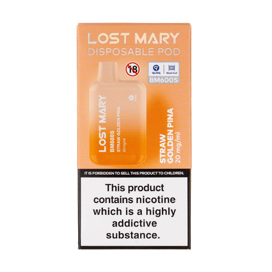 Lost Mary BM600S Disposable Vape in Straw Golden Pina