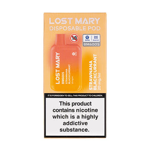 Lost Mary BM600S Disposable Vape in Strawnana Blackcurrant flavour