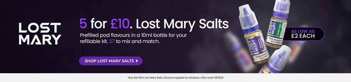 5 for £10 on all Lost Mary nic salts