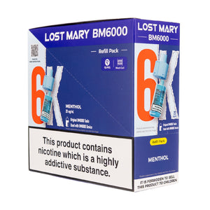 Lost Mary BM6000 Prefilled Pod + Refill [Box of 5] - Menthol