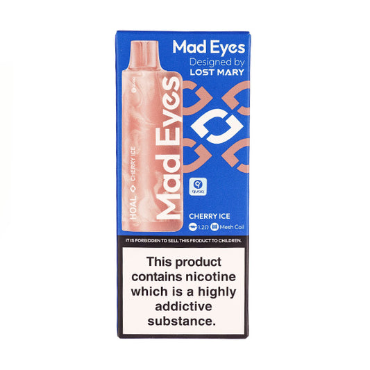 A Boxed Mad Eyes HOAL Disposable Vape in Cherry Ice Flavour