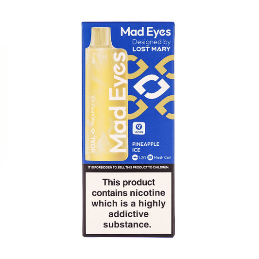 A Boxed Mad Eyes HOAL Disposable Vape in Pineapple Ice Flavour