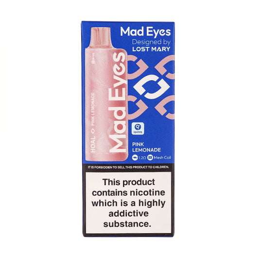 A Boxed Mad Eyes HOAL Disposable Vape in Pink Lemonade Flavour