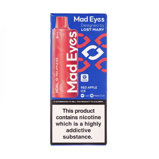 A Boxed Mad Eyes HOAL Disposable Vape in Red Apple Flavour