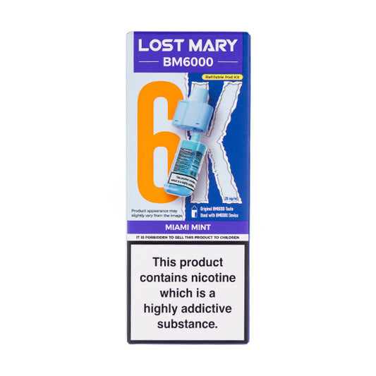 Lost Mary Miami Mint BM6000 Prefilled Pod + Refill - Pure Flavour! Lost Mary Miami Mint BM6000 Prefilled Pod + Refill - Pure Flavour!