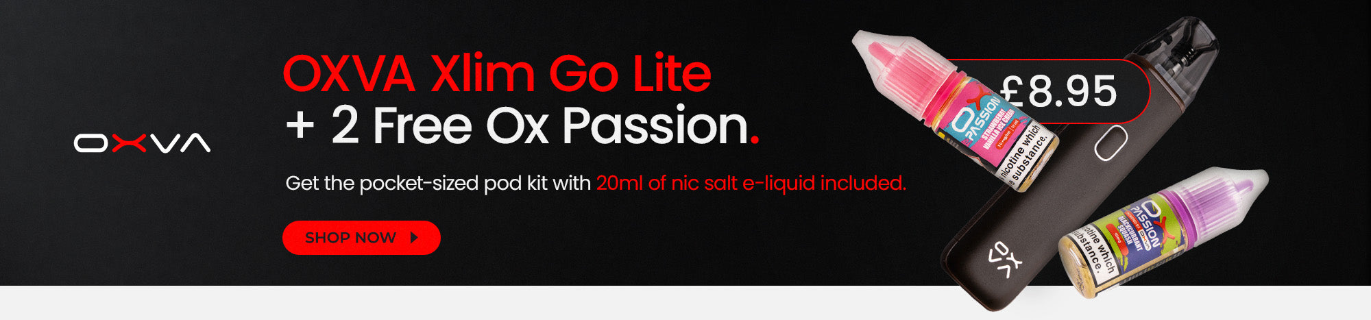 Shop the OXVA Xlim Go Lite and 2 Ox Passion deal.