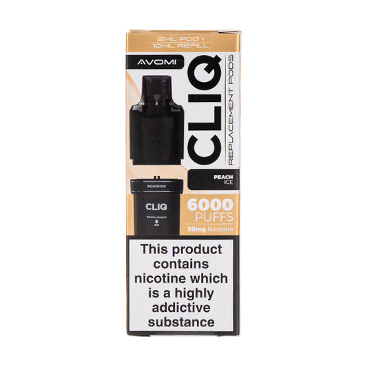 Peach Ice Cliq 6000 Prefilled Pod + Refill by Avomi