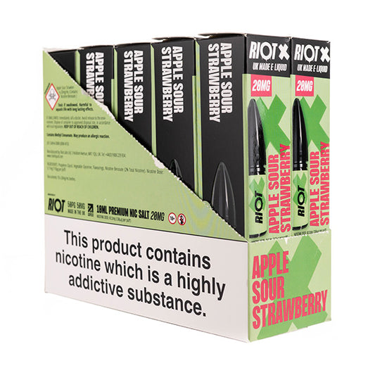 Riot X Nic Salt E-Liquids - Pack of 10 - Apple Sour Strawberry