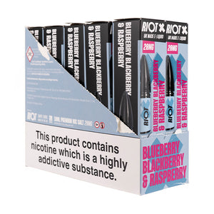 Riot X Nic Salt E-Liquids - Pack of 10 - Blueberry Blackberry & Raspberry
