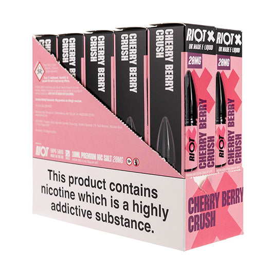 Riot X Nic Salt E-Liquids - Pack of 10 - Cherry Berry Crush