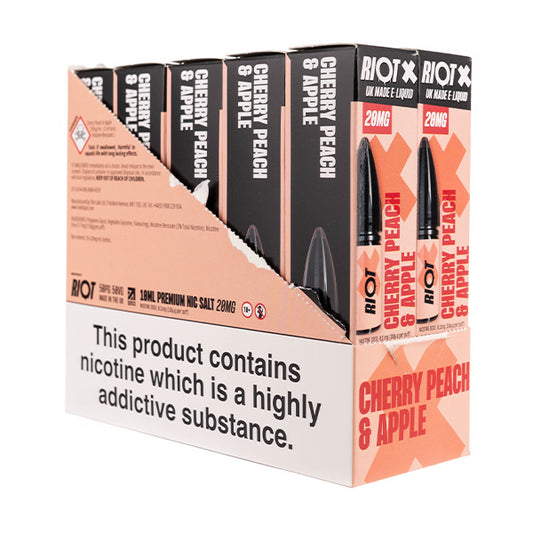 Riot X Nic Salt E-Liquids - Pack of 10 - Cherry Peach & Apple
