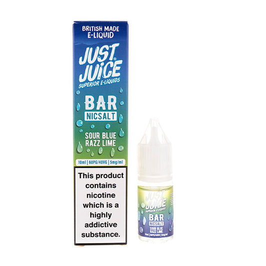 Sour Blue Razz Lime Bar Nic Salt E-Liquid by Just Juice