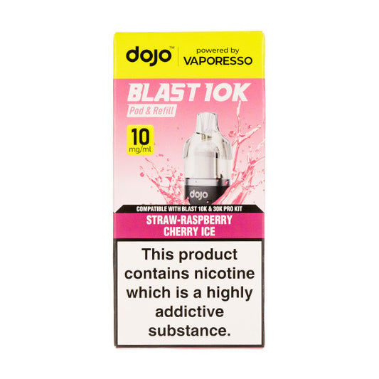 Straw-Raspberry Cherry Ice Dojo Blast 10K Prefilled Pod + Refill by Vaporesso 10mg